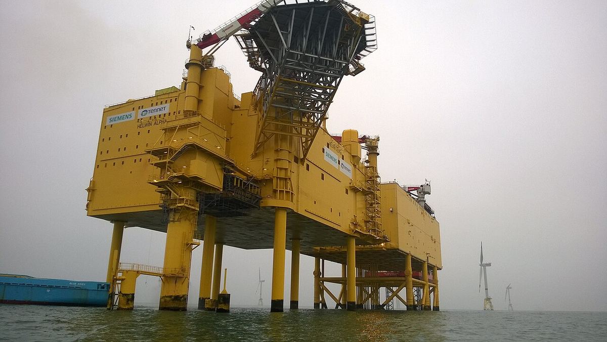 HelWin 1 and 2 offshore HVDC converter platforms in the German North Sea